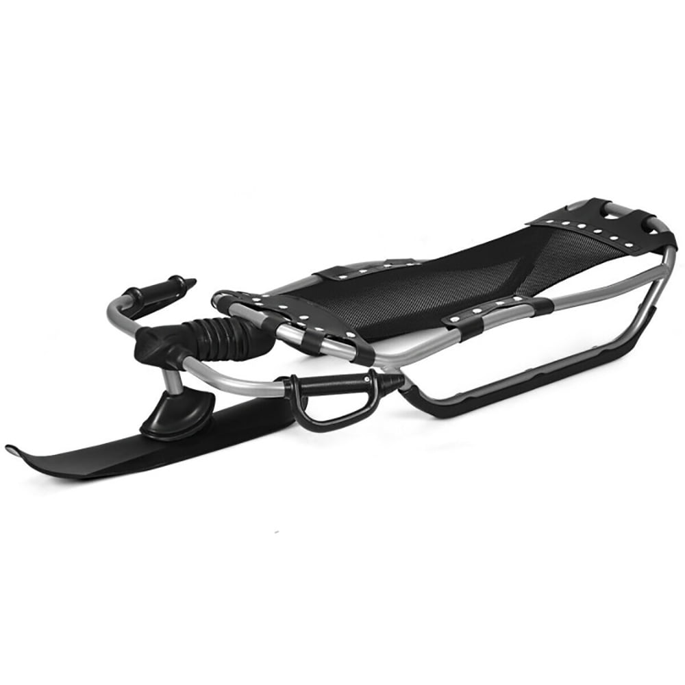 Demifill Snow Sled for Kids, Adults, Snow Racer Sled with Textured Grip Handles and Mesh Seat, for Downhill and Uphill, Black
