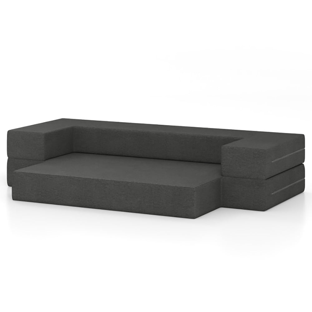 Finihen Sofa Bed, Convertible Folding Sofa, 8 Inch Convertible Folding Sofa Bed with Washable Cover-Queen Size, for Living Room, Dark grey