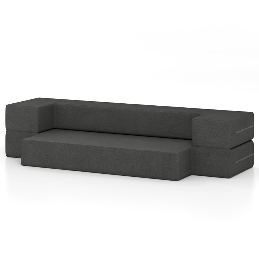 Finihen Sofa Bed, Convertible Folding Sofa, 8 Inch Convertible Folding Sofa Bed with Washable Cover-Twin Size, for Living Room, Dark grey