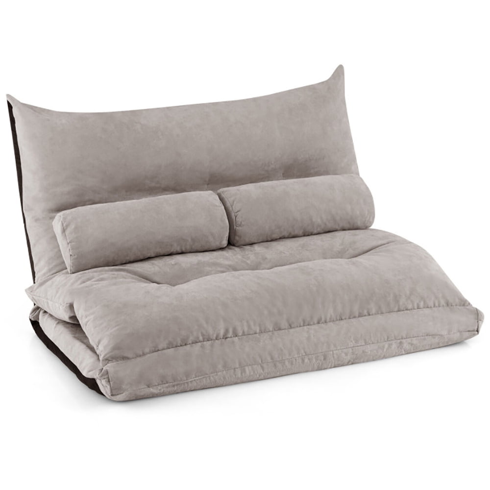 Finihen Sofa Bed, Floor Sofa Bed, Adjustable Floor Sofa Bed with 2 Lumbar Pillows, for Living Room, Bedroom, Gray