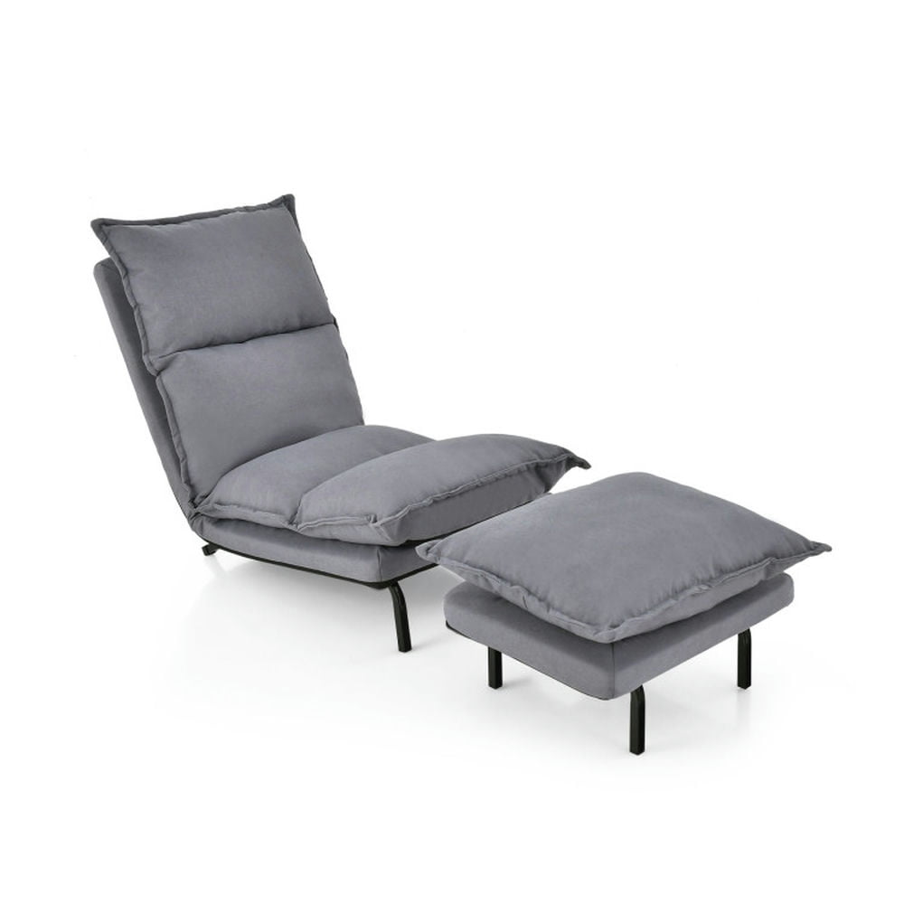 Finihen Sofa Chair, Lounge Armless Recliner, Modern Armless Accent Chair with Ottoman, for Living Room, Bedroom, Dorm, Gray