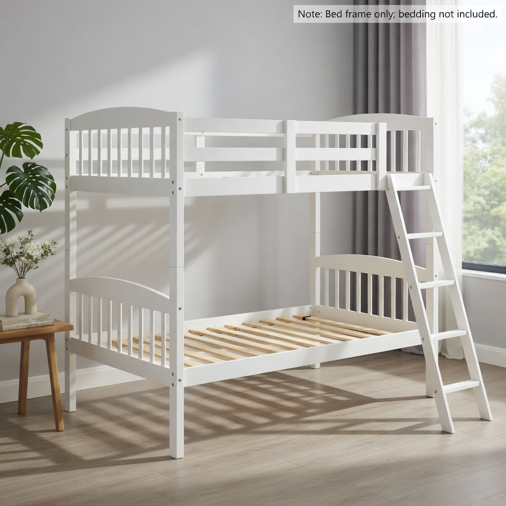 Demi Bonn Solid Wood Twin Over Twin Bunk Bed with Detachable Ladder ...