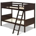 thumbnail image 1 of Demi Bonn Solid Wood Twin Over Twin Bunk Bed with Ladder, Twin Bunk Beds, Converts to 2 Individual Twin Beds, Brown, 1 of 10