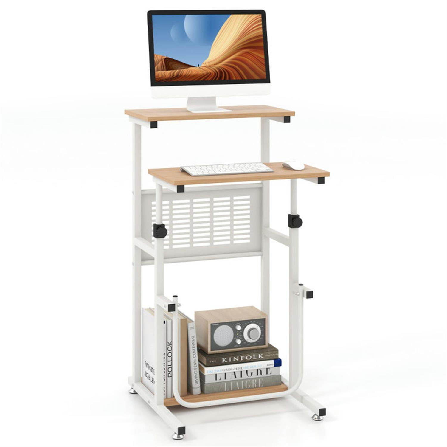 Finihen Standing Desk for Small Space Sit Stand Desk with Height Adjustable Desktop, Laptop Workstation, White