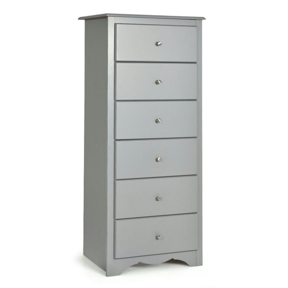 Finihen Storage Cabinet, Bathroom Floor Cabinet, 6 Drawers Chest Dresser Clothes Storage Bedroom Furniture Cabinet, for Bathroom, Living Room, Bedroom, Gray