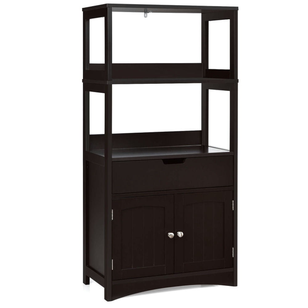 Finihen Storage Cabinet, Bathroom Floor Cabinet, Bathroom Storage Cabinet with Drawer and Shelf Floor Cabinet, for Bathroom, Living Room, Bedroom, Kitchen, Espresso