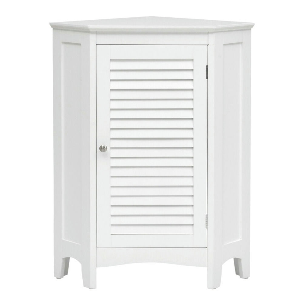 Finihen Storage Cabinet, Bathroom Floor Cabinet, Corner Storage Cabinet Free Standing Bathroom Cabinet with Shutter Door, for Bathroom, Living Room, Bedroom, Kitchen, White