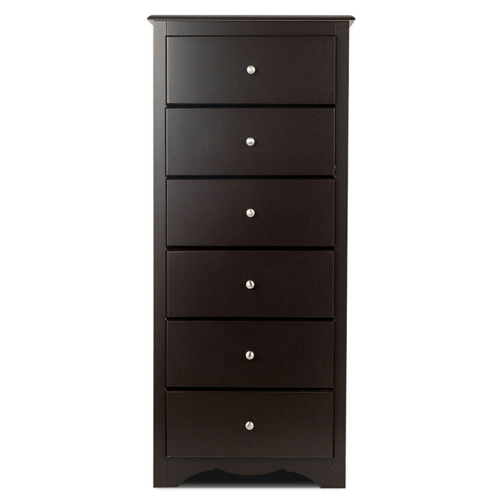 Finihen Storage Cabinet, Floor Cabinet, 6 Drawers Chest Dresser Clothes Storage Bedroom Furniture Cabinet, for Bathroom, Living Room, Bedroom, Kitchen, Brown
