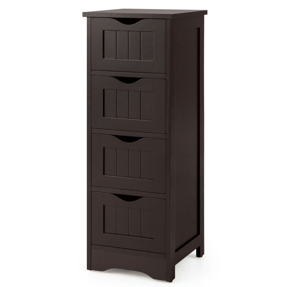 Demi Bonn Storage Cabinet, Floor Cabinet, 4-Drawer Freestanding Floor Cabinet with Anti-Toppling Device, for Bathroom, Living Room, Bedroom, Kitchen, Dark Brown
