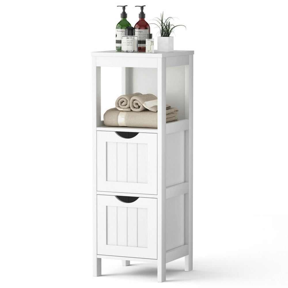 Finihen Storage Cabinet, Floor Cabinet, Floor Multifunction Bathroom Storage Organizer Rack with 2 Drawers, for Bathroom, Living Room, Bedroom, Kitchen, White