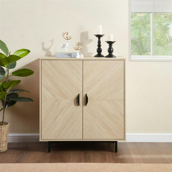 Demi Bonn Storage Cabinet with Doors, Modern Accent Cabinet,Wood Grain Decoratio Buffet Sideboards for Living Room, Kitchen, Enterway, Beige