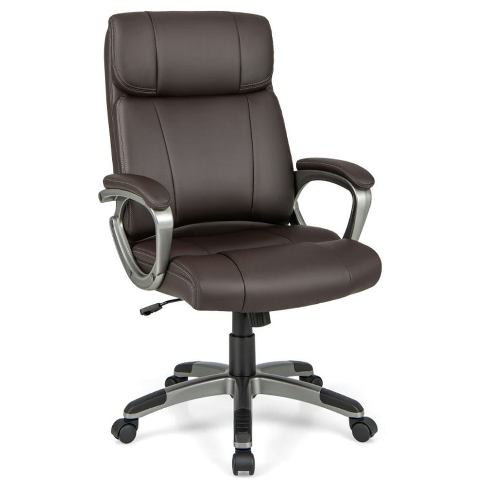 Finihen Swivel Ergonomic Office Chair Computer Desk Chair with Wheels, for Home, Bedroom, Study, Brown