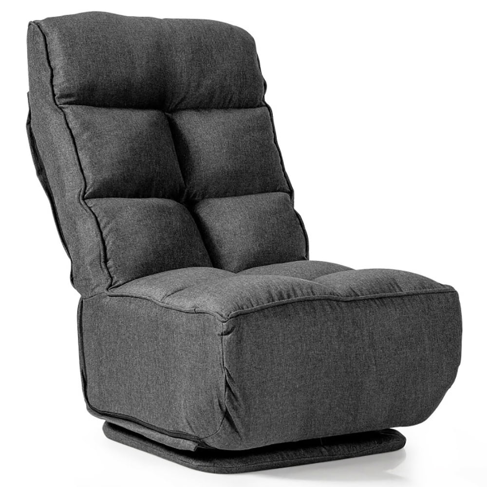 Finihen Swivel Folding Lazy Sofa Chair, Floor Chair, 360-Degree Swivel Folding Floor Chair with 6 Adjustable Positions, for Living Room, Bedroom, for Gaming, Reading, Gray