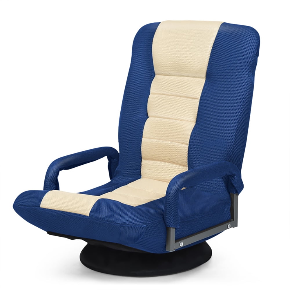 Finihen Swivel Gaming Floor Chair, 360-Degree Swivel Gaming Floor Chair with Foldable Adjustable Backrest, for Living Room, Home, Office, Blue