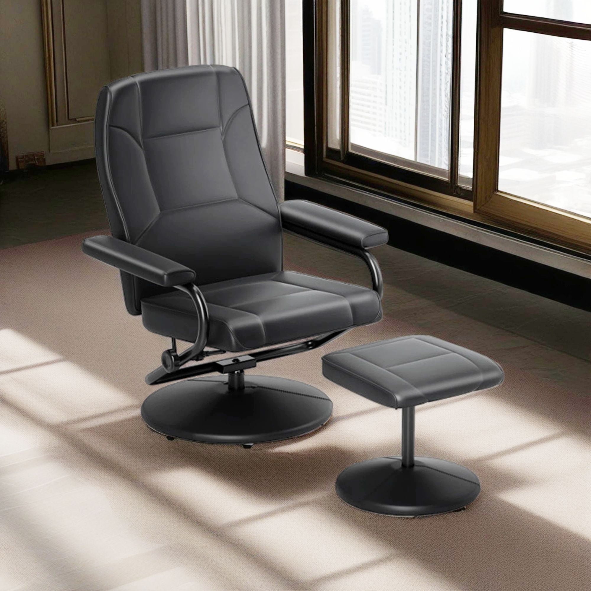Finihen Swivel Recliner Chair, Swivel Lounge Chair Recliner with Ottoman, for Living Room, Bedroom, Black Finihen Swivel Recliner Chair, Swivel Lounge Chair Recliner with Ottoman, for Living Room, Bedroom, Black