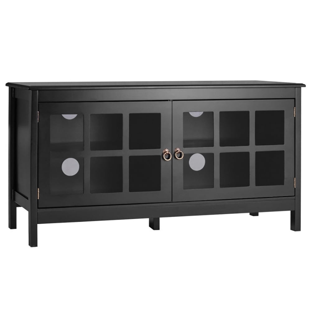 Finihen TV Stand, TV Cabinet, 50 Inch Modern Wood Large TV Stand, Entertainment Center for TV, Media Entertainment Center with Storage, for Living Room, Bedroom, Black