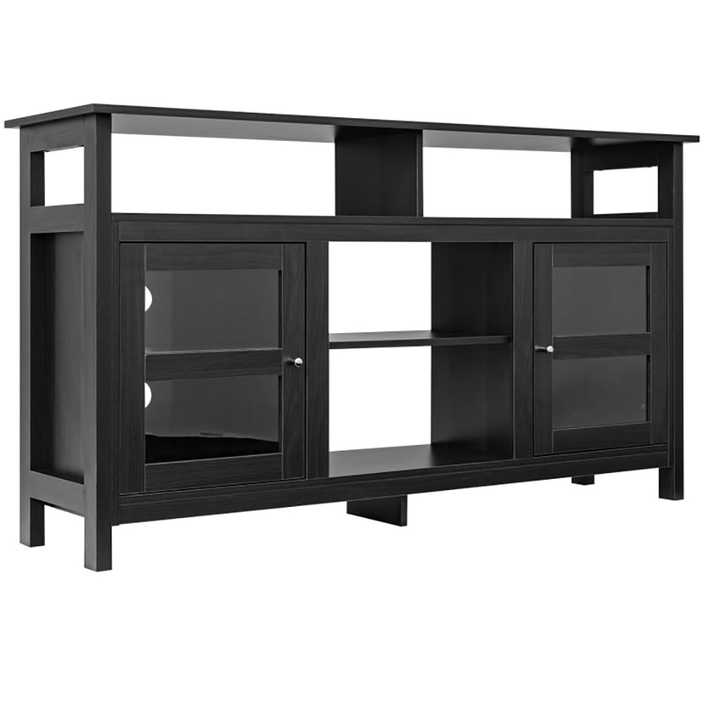 Finihen TV Stand, TV Cabinet, 58 Inch TV Stand Entertainment Console Center with 2 Cabinets, Media Entertainment Center with Storage, for Living Room, Bedroom, Black