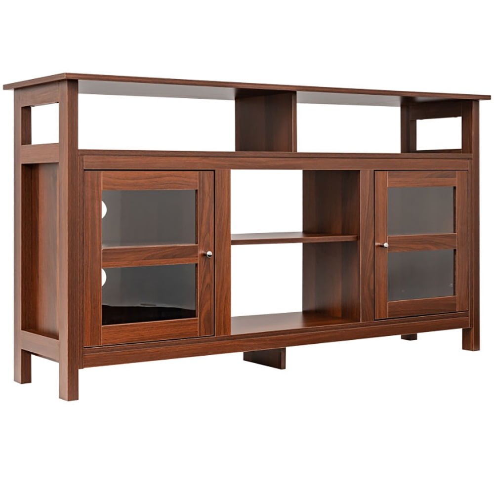 Finihen TV Stand, TV Cabinet, 58 Inch TV Stand Entertainment Console Center with 2 Cabinets, Media Entertainment Center with Storage, for Living Room, Bedroom, Walnut