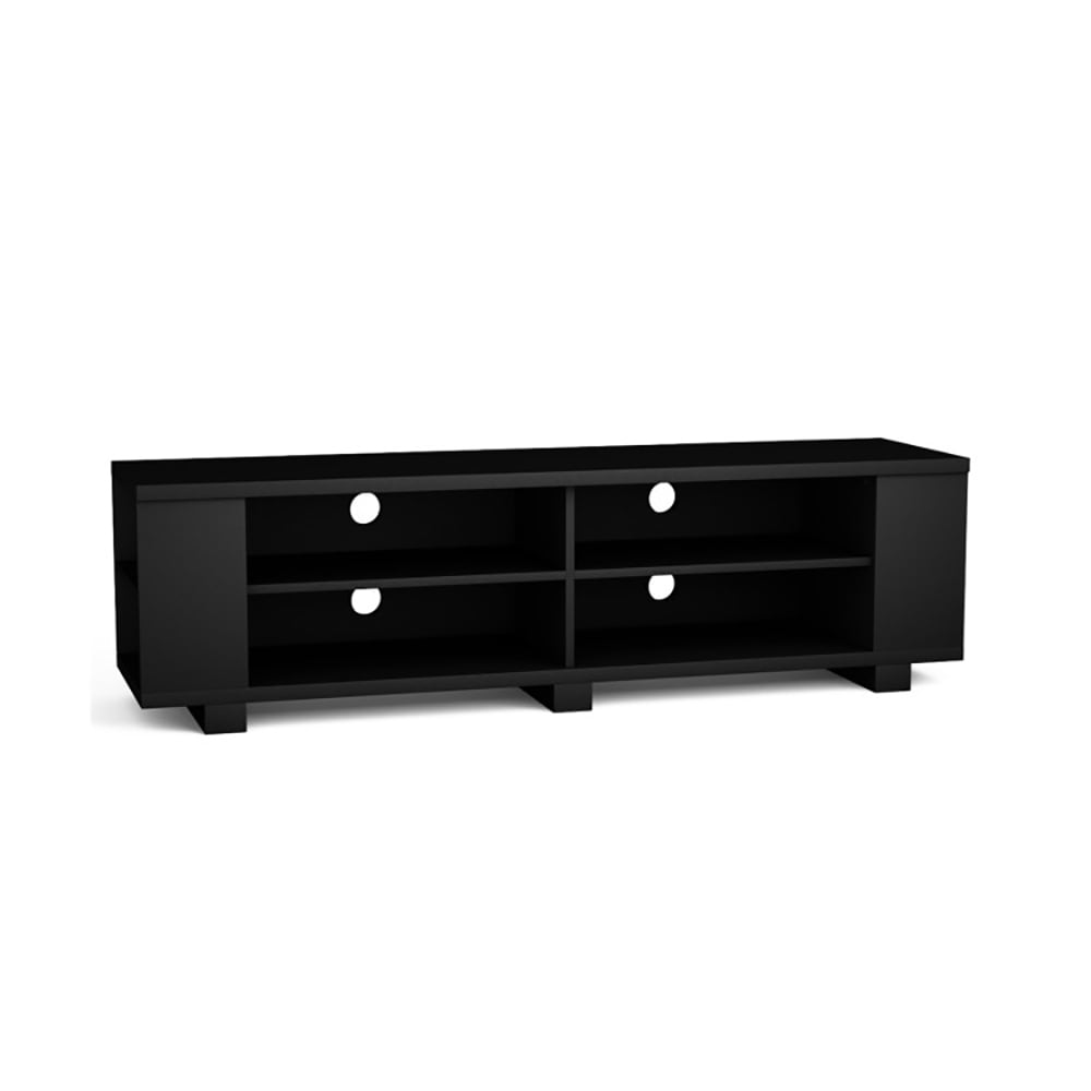 Finihen TV Stand, TV Cabinet, 59 Inch Console Storage Entertainment Media Wood TV Stand, Media Entertainment Center with Storage, for Living Room, Bedroom, Black