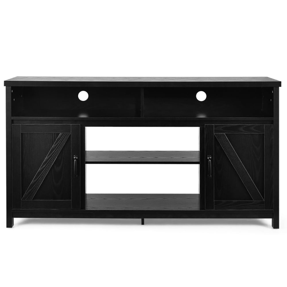 Finihen TV Stand, TV Cabinet, 59 Inch TV Stand Media Center Console Cabinet with Barn Door for TV's 65 Inch, Media Entertainment Center with Storage, for Living Room, Bedroom, Black