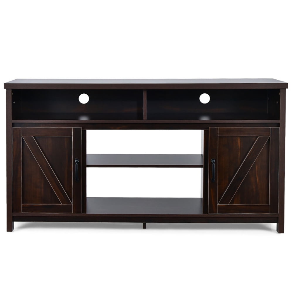 Finihen TV Stand, TV Cabinet, 59 Inch TV Stand Media Center Console Cabinet with Barn Door for TV's 65 Inch, Media Entertainment Center with Storage, for Living Room, Bedroom, Brown