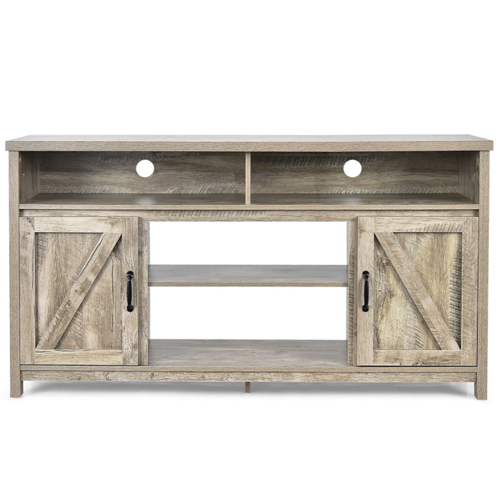 Finihen TV Stand, TV Cabinet, 59 Inch TV Stand Media Center Console Cabinet with Barn Door for TV's 65 Inch, Media Entertainment Center with Storage, for Living Room, Bedroom, Natural