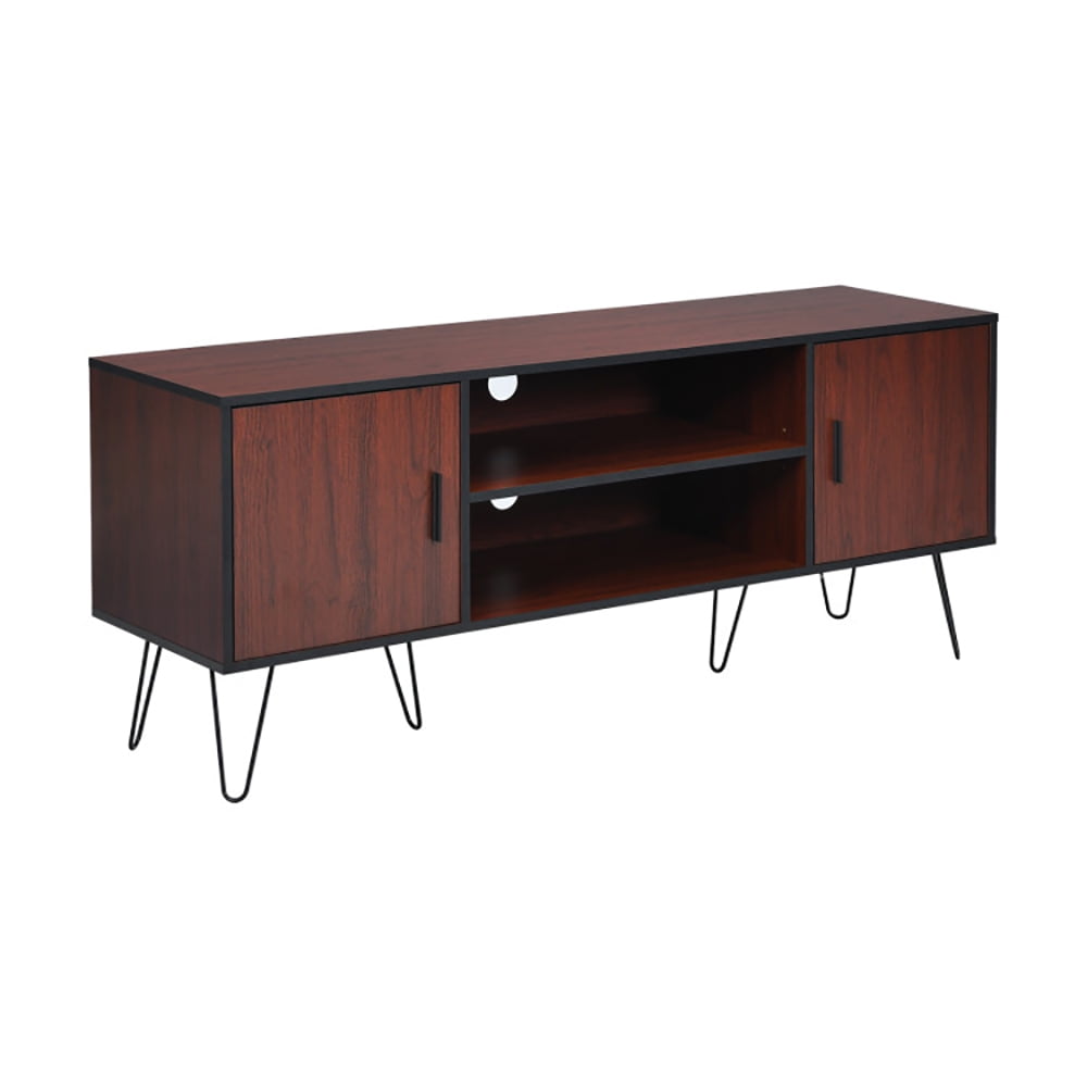 Finihen TV Stand, TV Cabinet, 59 Inches Retro Wooden TV Stand for TVs up to 65 Inches, Media Entertainment Center with Storage, for Living Room, Bedroom, Brown
