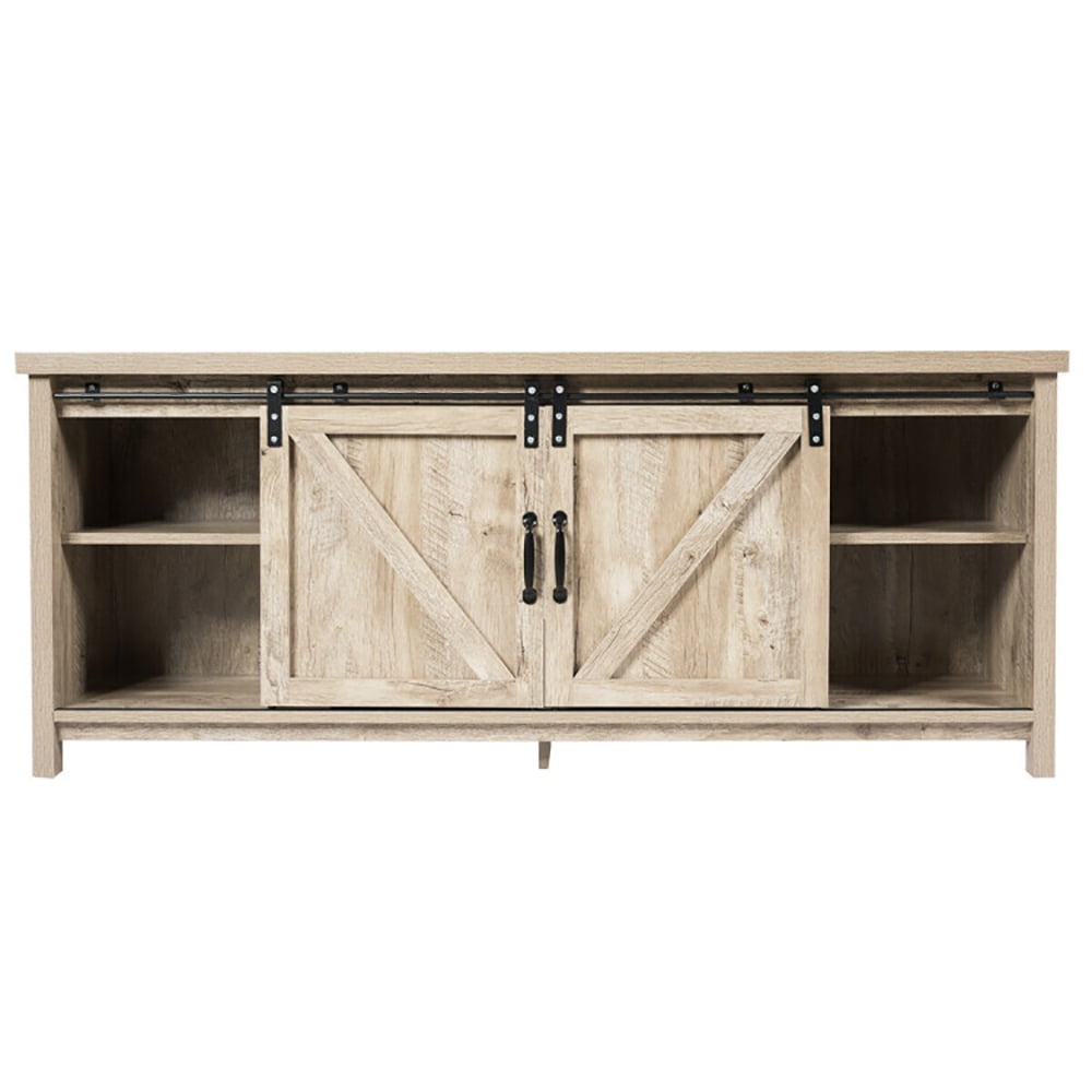 Finihen TV Stand, TV Cabinet, Media Center Console Cabinet with Sliding Barn Door, Entertainment Center for TV, Media Entertainment Center with Storage, for Living Room, Bedroom, Gray