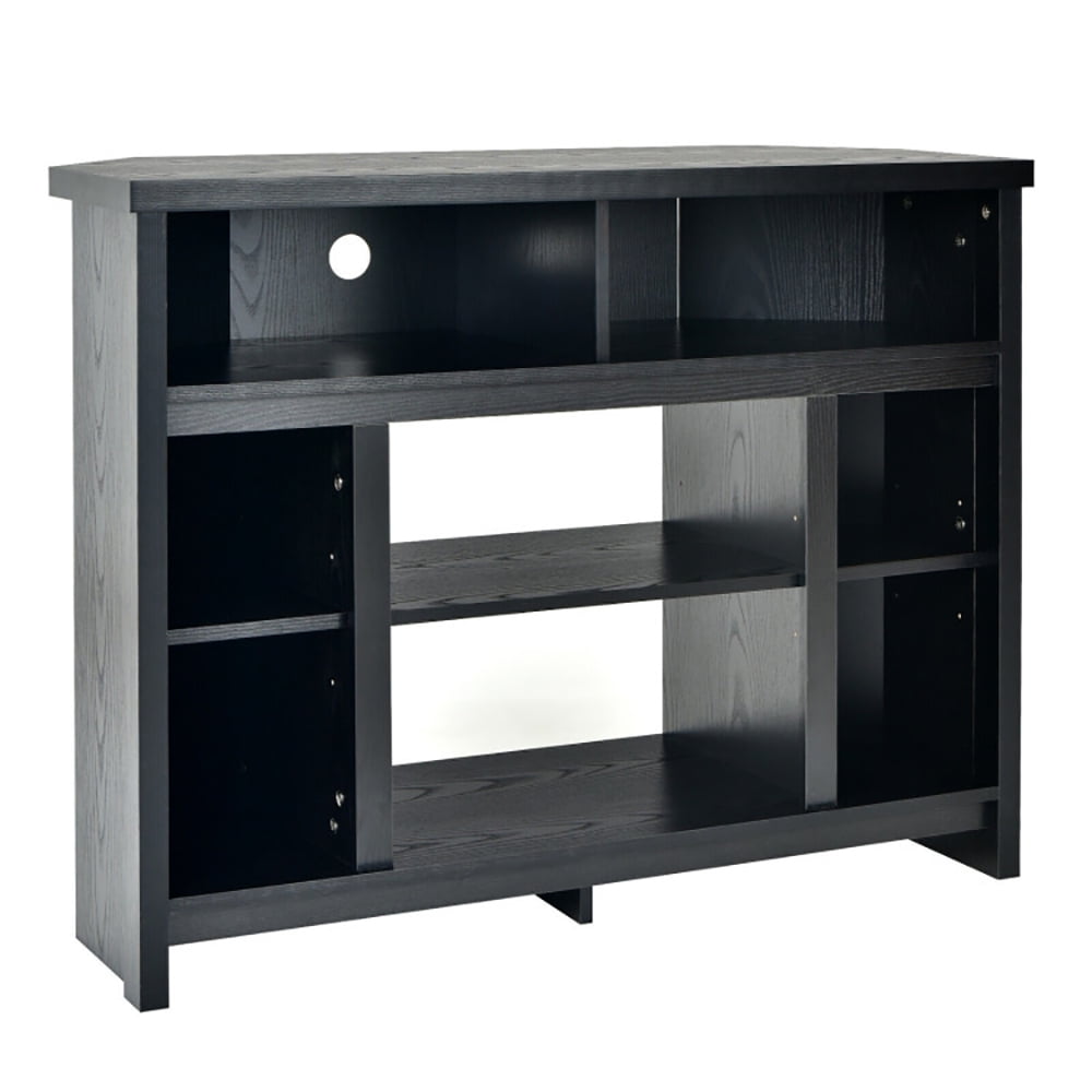 Finihen TV Stand, TV Cabinet, Modern Corner TV Stand with Adjustable Shelves for TVs up to 48 Inch, Media Entertainment Center with Storage, for Living Room, Bedroom, Black