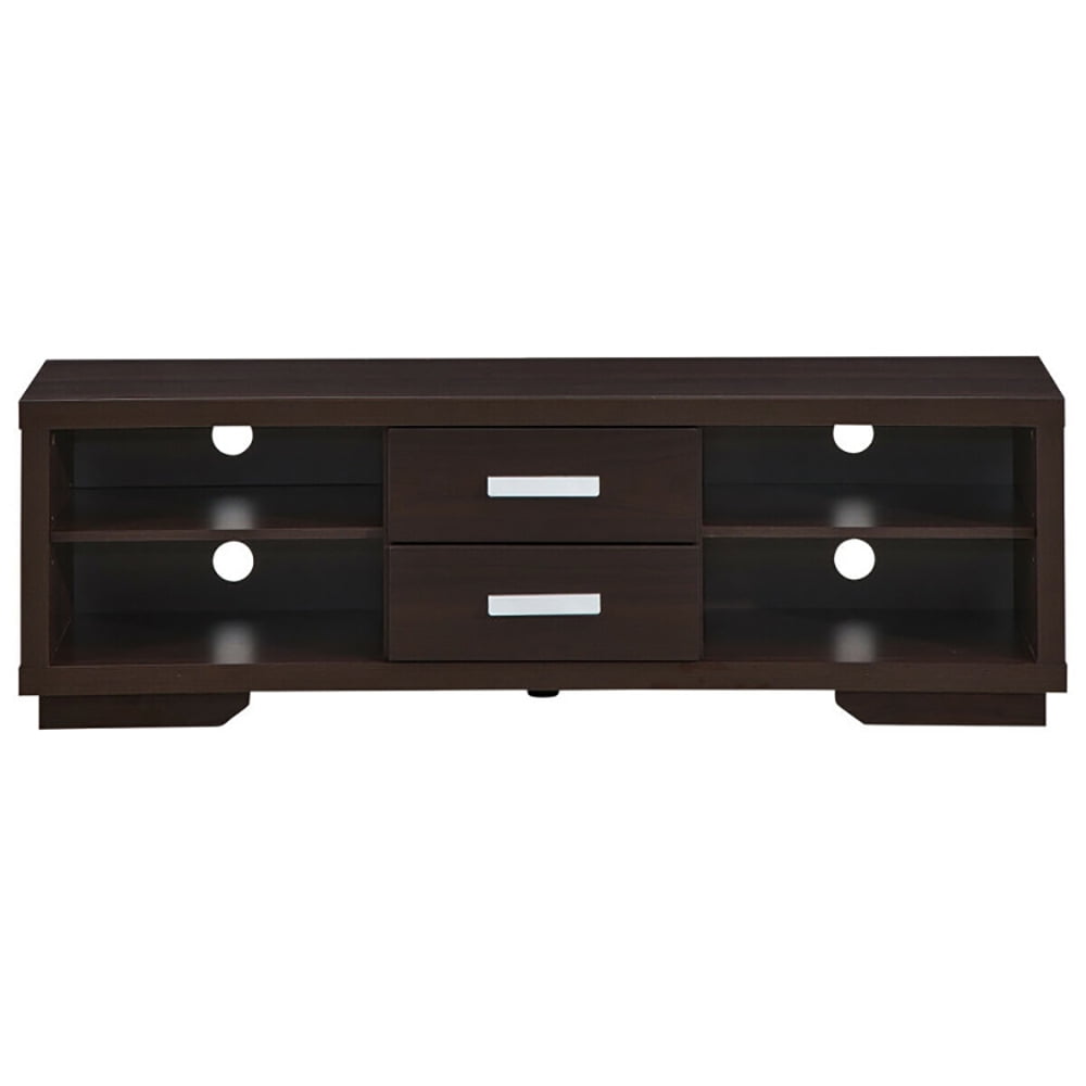 Finihen TV Stand, TV Cabinet, Modern TV Stand Entertainment Center with 2 Drawers and 4 Open Shelves, Media Entertainment Center with Storage, for Living Room, Bedroom, Brown