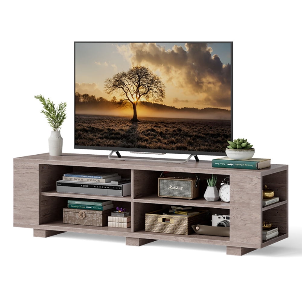 Finihen TV Stand, TV Cabinet, Modern Wood Storage Console Entertainment Center, Media Entertainment Center with Storage, for Living Room, Bedroom, Gray