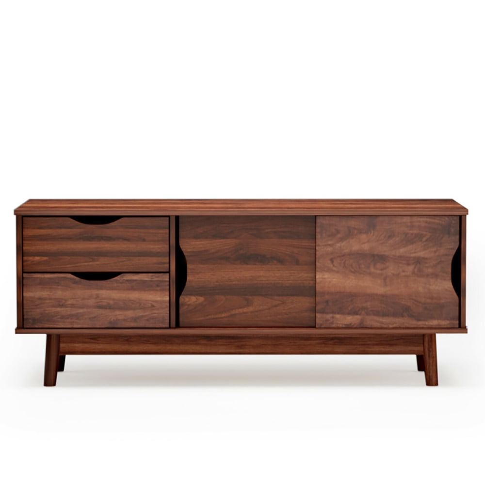 Finihen TV Stand, TV Cabinet, TV Stand for TV Up to 60 Inch Media Console Table Storage with Doors, Media Entertainment Center with Storage, for Living Room, Bedroom, Walnut