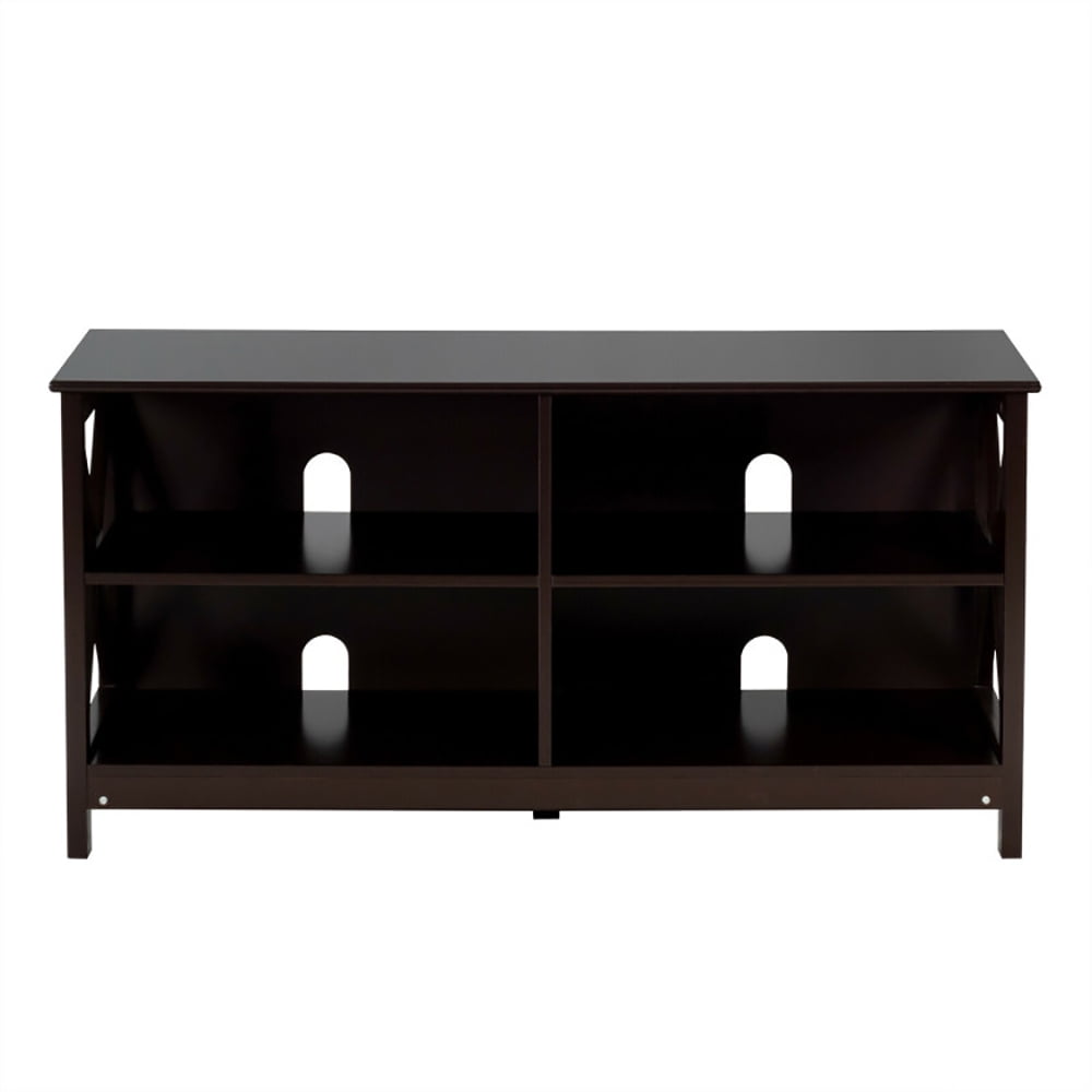 Finihen TV Stand, TV Cabinet, Wooden TV Stand Entertainment for TVs up to 55 Inch with X-Shaped Frame, Media Entertainment Center with Storage, for Living Room, Bedroom, Brown