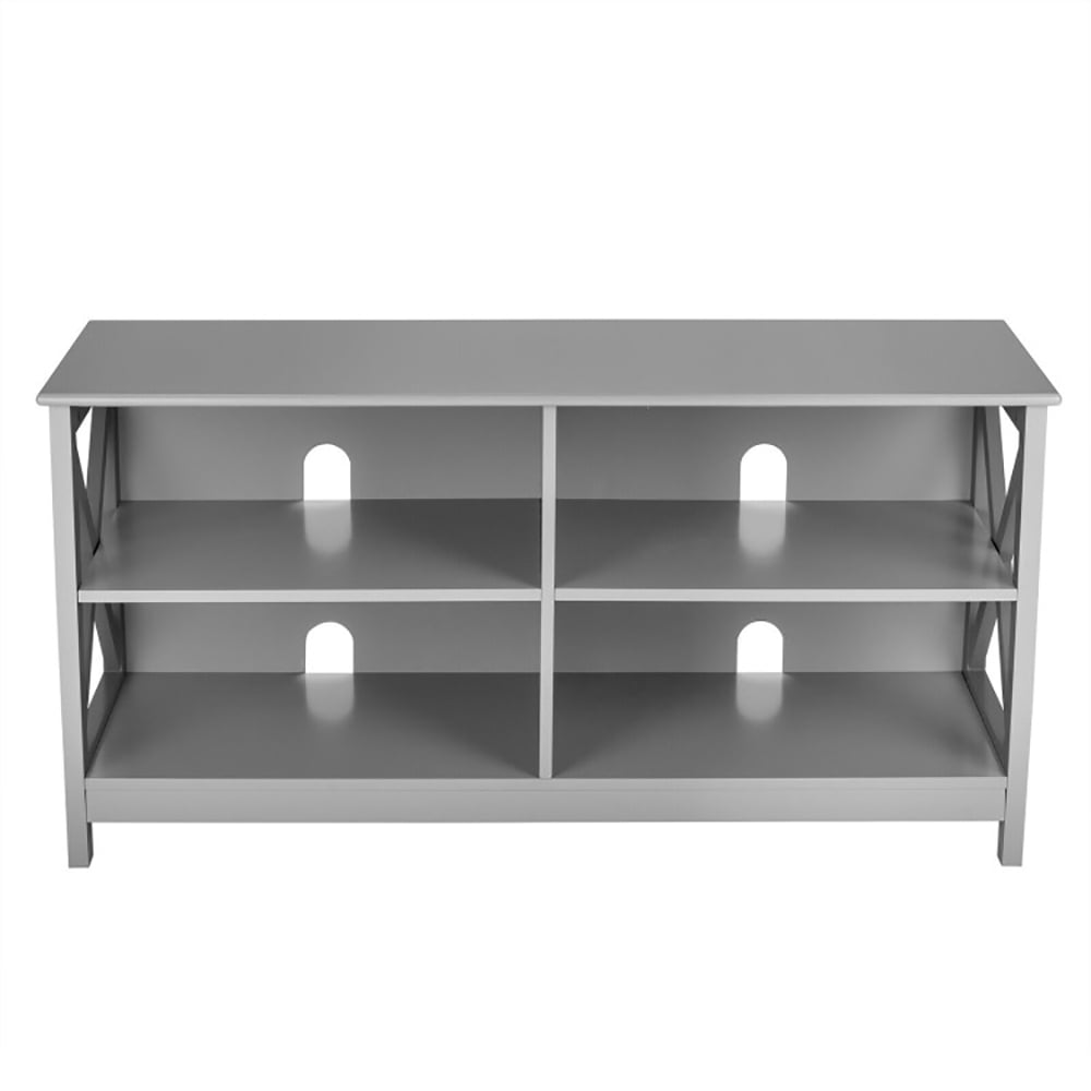 Finihen TV Stand, TV Cabinet, Wooden TV Stand Entertainment for TVs up to 55 Inch with X-Shaped Frame, Media Entertainment Center with Storage, for Living Room, Bedroom, Gray
