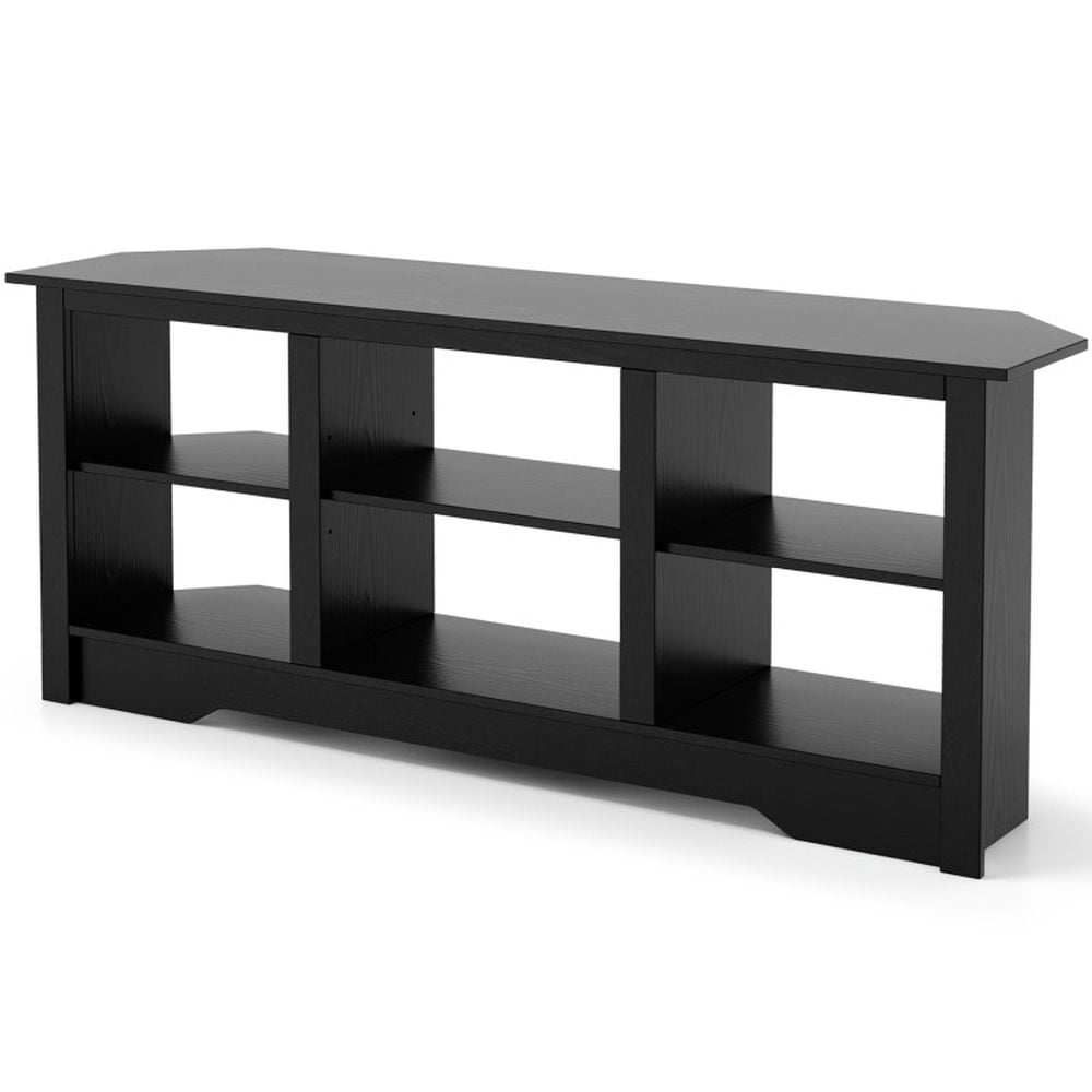 Finihen TV Stand, Entertainment Center, 58 Inch TV Stand with 6 Open Storage Shelves for TVs up to 65 Inches, for Living Room, Black