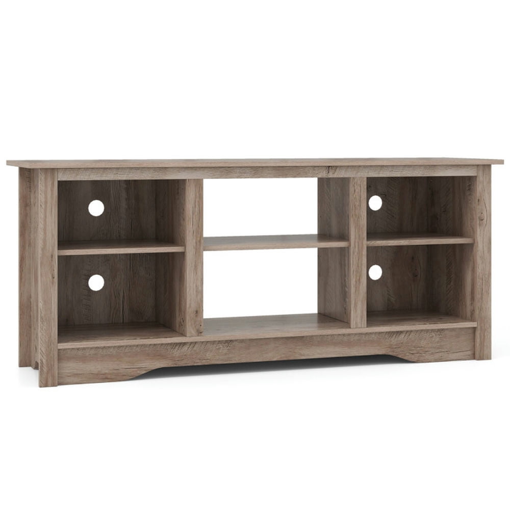 Finihen TV Stand, Entertainment Center, TV Stand for up to 65 Inch Flat Screen TVs with Adjustable Shelves for 18 Inch Electric Fireplace (Not Included), for Living Room, Gray
