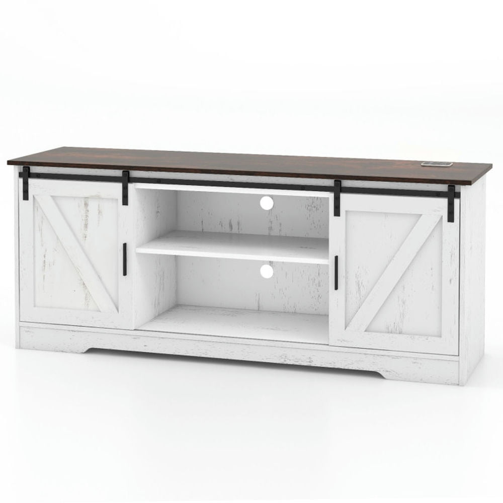 Finihen TV Stand, Entertainment Center, TV Stand for 65 Inch TVs Media Console Table, for Living Room, White