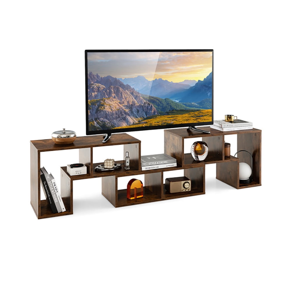 Finihen TV Stand, TV Cabinet, 3 Pieces Console TV Stand for TVs up to 65 Inch with Shelves, for Living Room, Brown