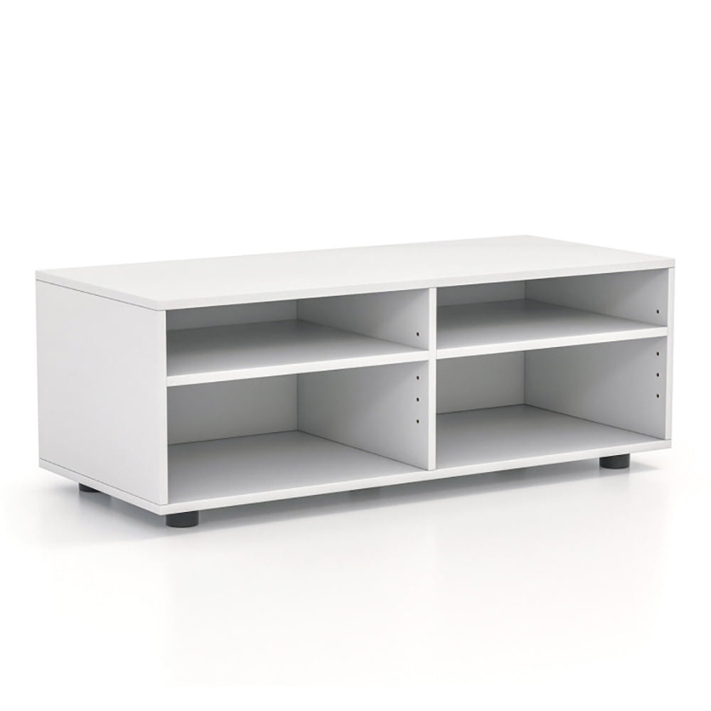 Finihen TV Stand, TV Cabinet, 4-Cube TV Stand for TV up to 45 Inch with 5 Positions Adjustable Shelves, for Living Room, Bedroom, White