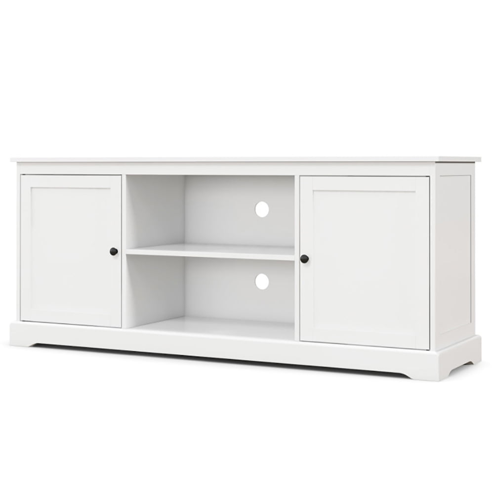 Finihen TV Stand, TV Cabinet, 58 Inch TV Stand with 2 Cabinets and Adjustable Shelves for TVs up to 65 Inch, for Living Room, Bedroom, White
