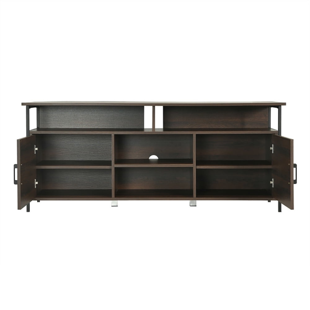 Finihen TV Stand, TV Cabinet, 58 Inch Wood TV Stand, Entertainment Media Center Console with Storage Cabinet, for Living Room, Bedroom, Walnut