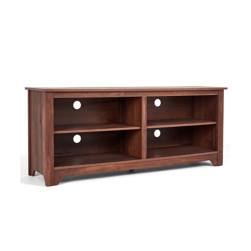 Finihen TV Stand, TV Cabinet, 58 Inch Wood TV Stand for TVs up to 65 Inches with 4 Open Storage Shelves, for Living Room, Bedroom, Brown
