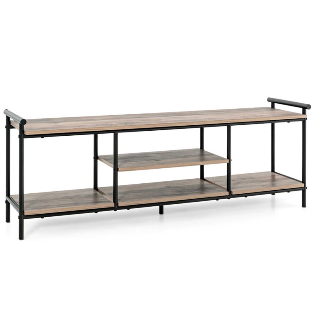 Finihen TV Stand, TV Cabinet, Industrial TV Stand for TVs up to 60 Inch with Storage Shelves, for Living Room, Natural