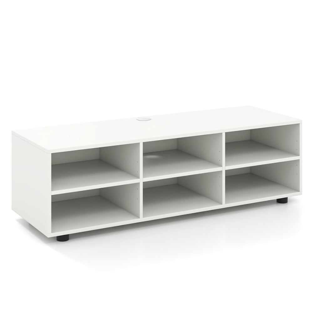 Demi Bonn TV Stand, TV Cabinet, TV Stand for TV up to 55 Inch with 6 Storage Compartments, for Living Room, White