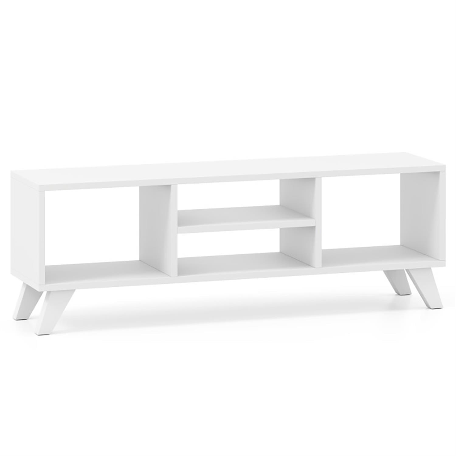 Demi Bonn TV Stand for 60" TVs, Entertainment Center with Raised Support Legs, Modern Media TV Console Table for Living Room Bedroom, White