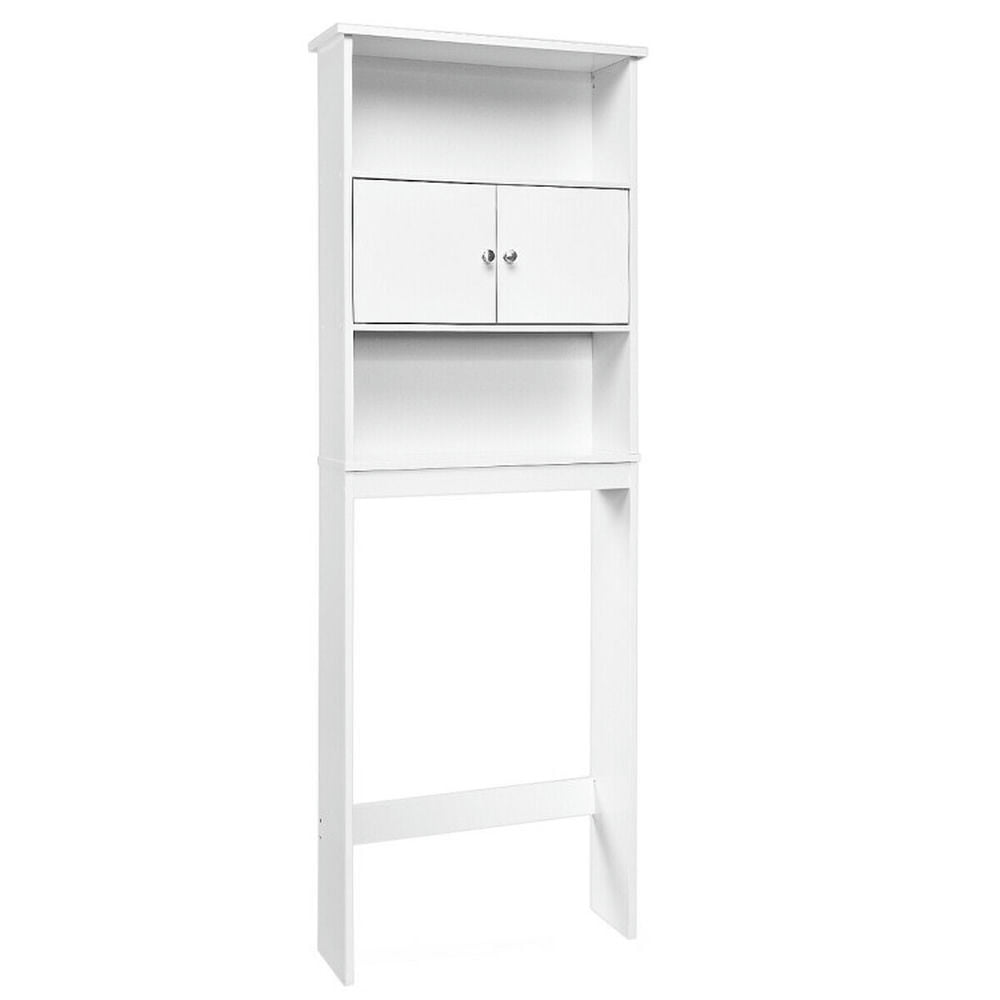 Finihen Toilet Storage Cabinet, Bathroom Cabinet Organizer, Bathroom Wood Organizer Shelf Storage Rack with Cabinet, for Bathroom, White