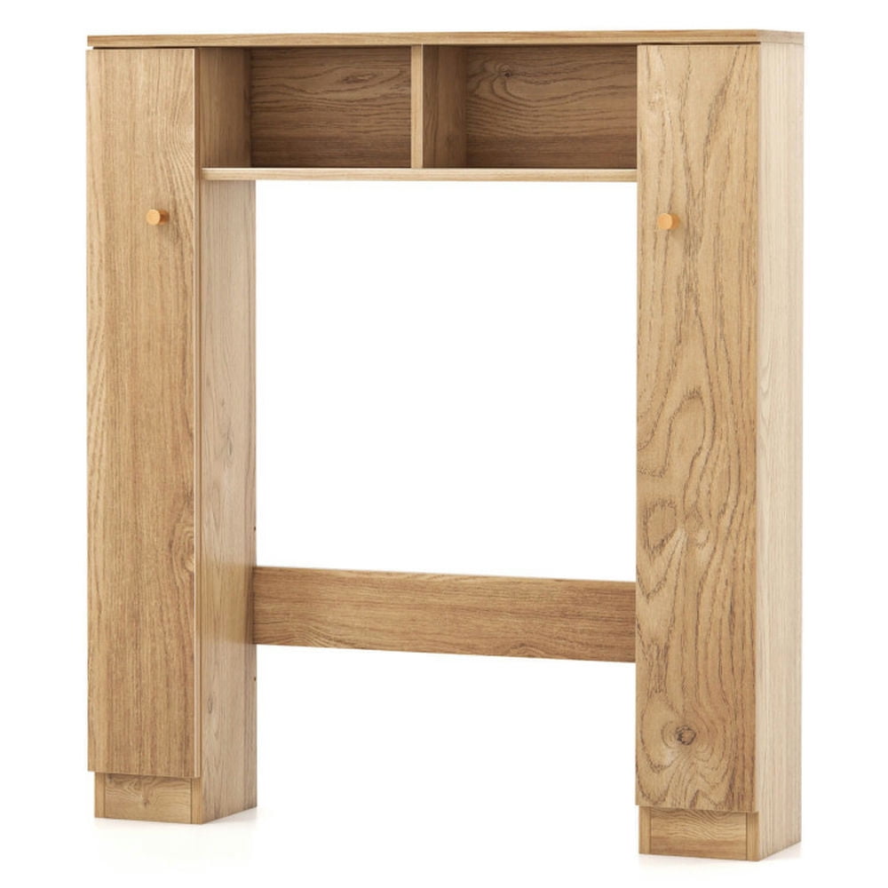 Finihen Toilet Storage Cabinet, Bathroom Cabinet Organizer, Over The Toilet Storage Cabinet with 2 Open Compartments and 4 Adjustable Shelves, for Bathroom, Natural
