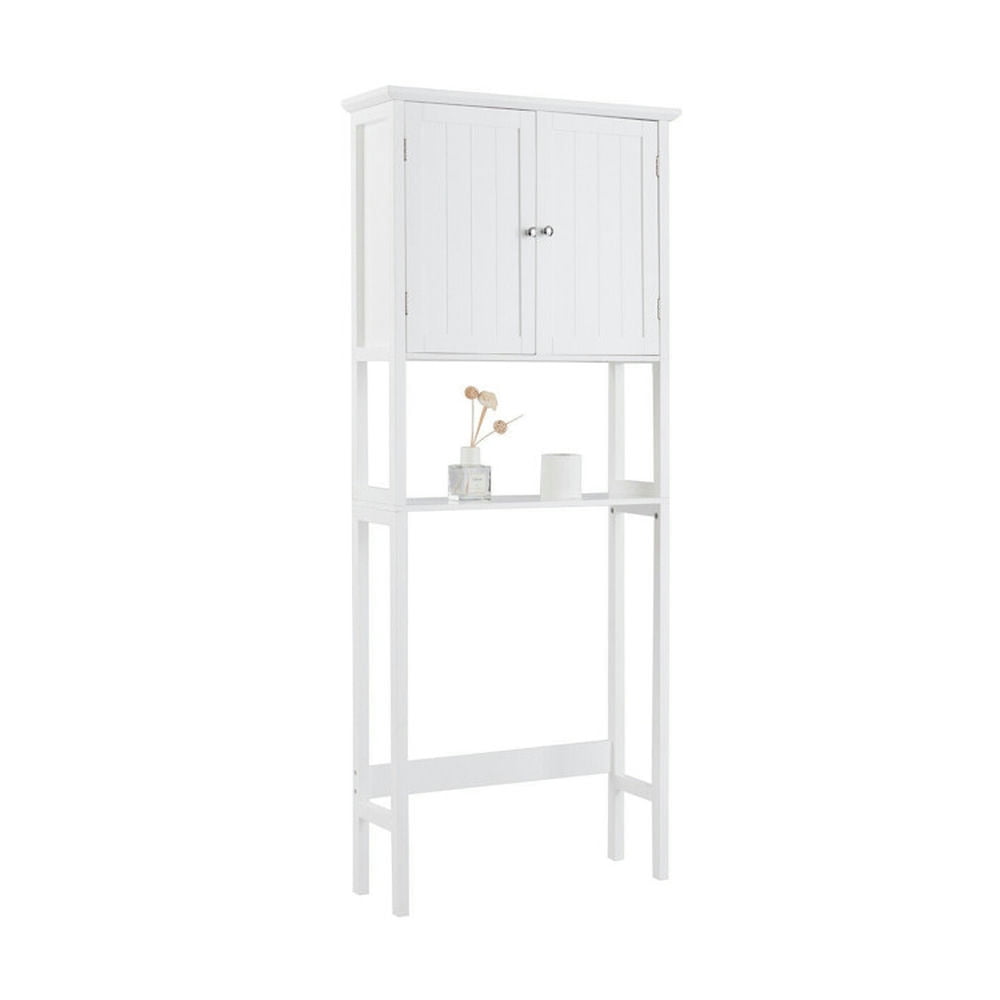 Finihen Toilet Storage Cabinet, Bathroom Cabinet Organizer, Over The Toilet Bathroom Storage Space Saver with Shelf, for Bathroom, White