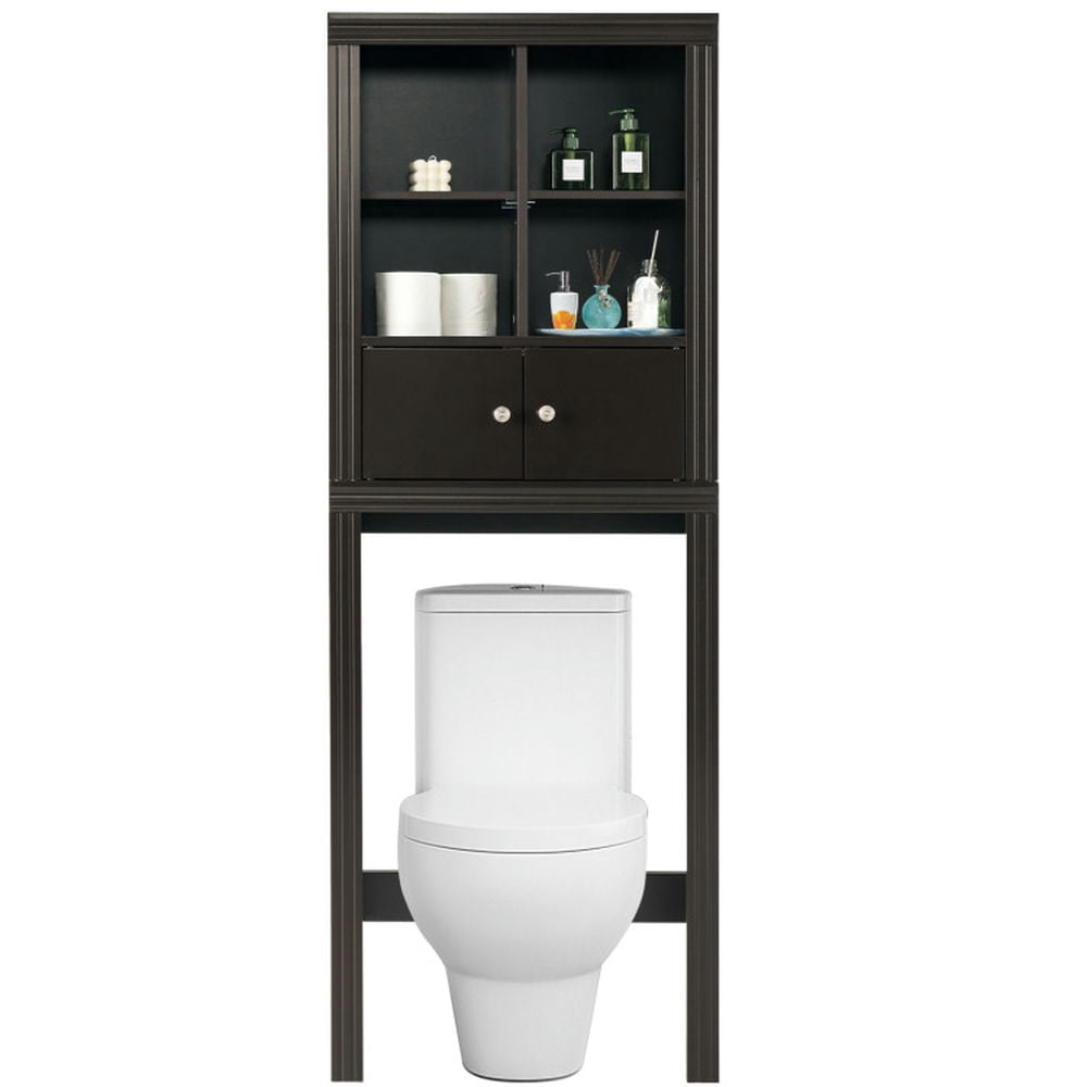 Finihen Toilet Storage Cabinet, Bathroom Cabinet Organizer, Over the Toilet Storage Cabinet with 4 Open Compartments, for Bathroom, Brown