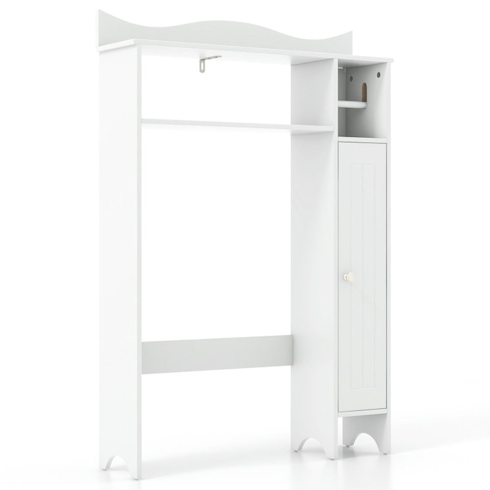 Finihen Toilet Storage Cabinet, Bathroom Cabinet Organizer, Wood Over the Toilet Bathroom Space Saver with Paper Holder and Shelf, for Bathroom, White